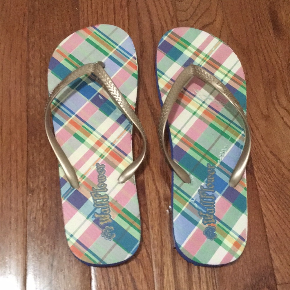 Wallflower plaid flip flops